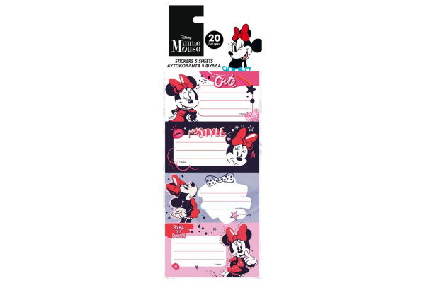 ΕΤΙΚΕΤΕΣ ΑΥΤΟΚΟΛΛΗΤΕΣ DISNEY MINNIE MOUSE 20 ΤΜΧ. 5 ΦΥΛΛΑ