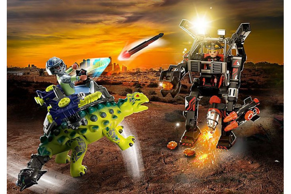 PLAYMOBIL  Dino RiseΑγκυλόσαυρος με μαχητή εναντίον ρομπότ 70626